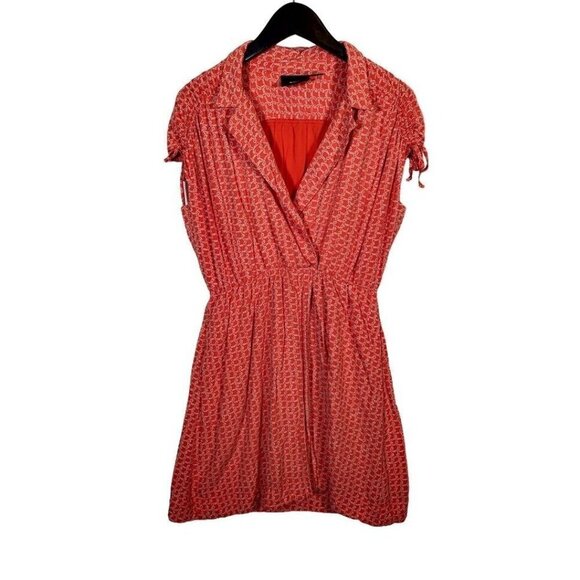Anthropologie Maeve Dress SMALL Orange Nautical Ruffle Midi Sleeveless Stretch - Picture 1 of 8